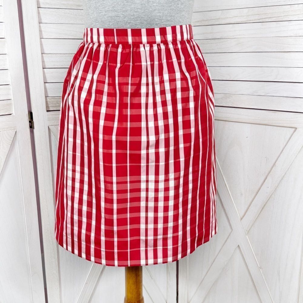 Vineyard Vines Girls Gingham Check Silk Blend Taffeta‎ Skirt Red White XL